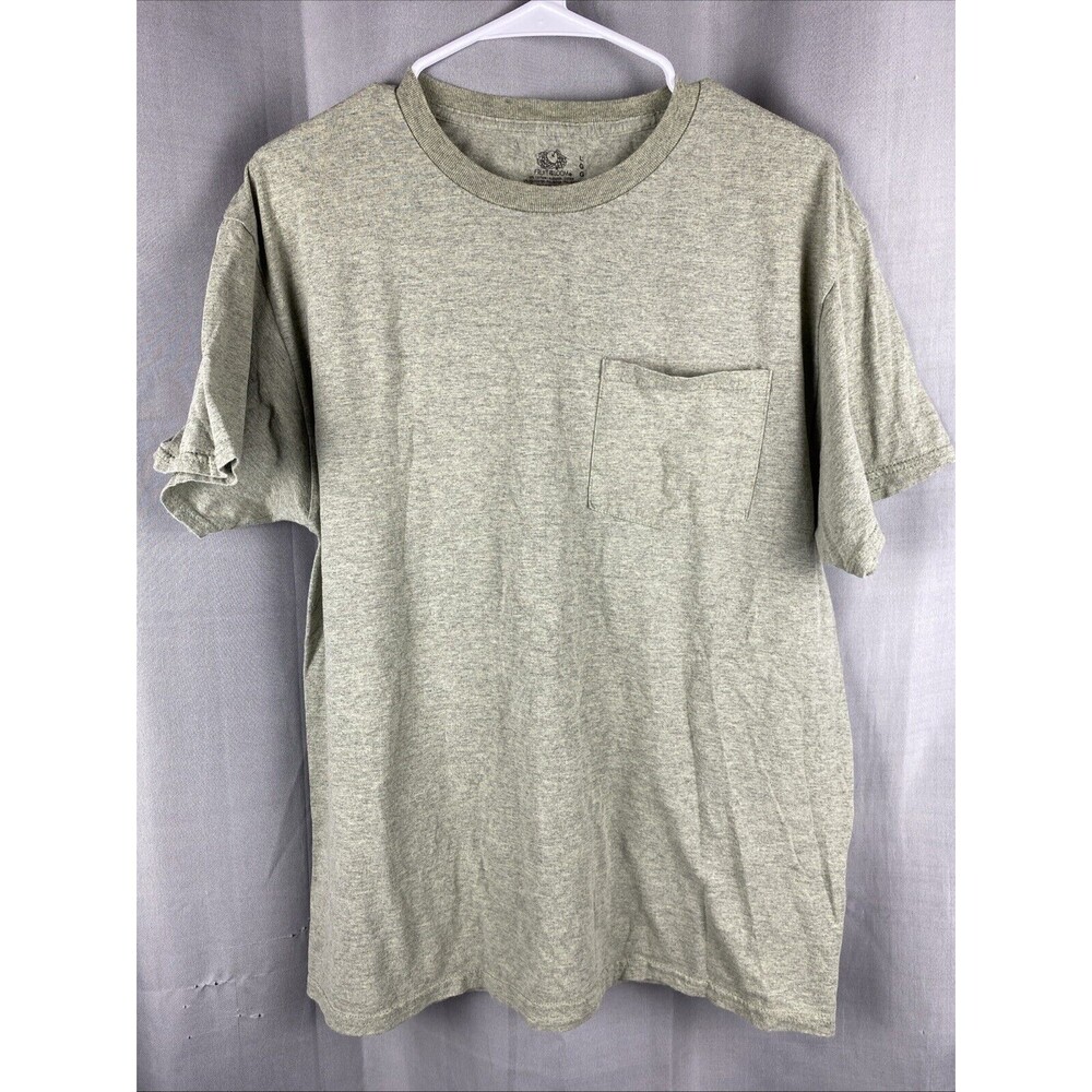 Fruit Of The Loom Men's Sz L Light Green Short Sleeve Pocket Tagless T-Shirt